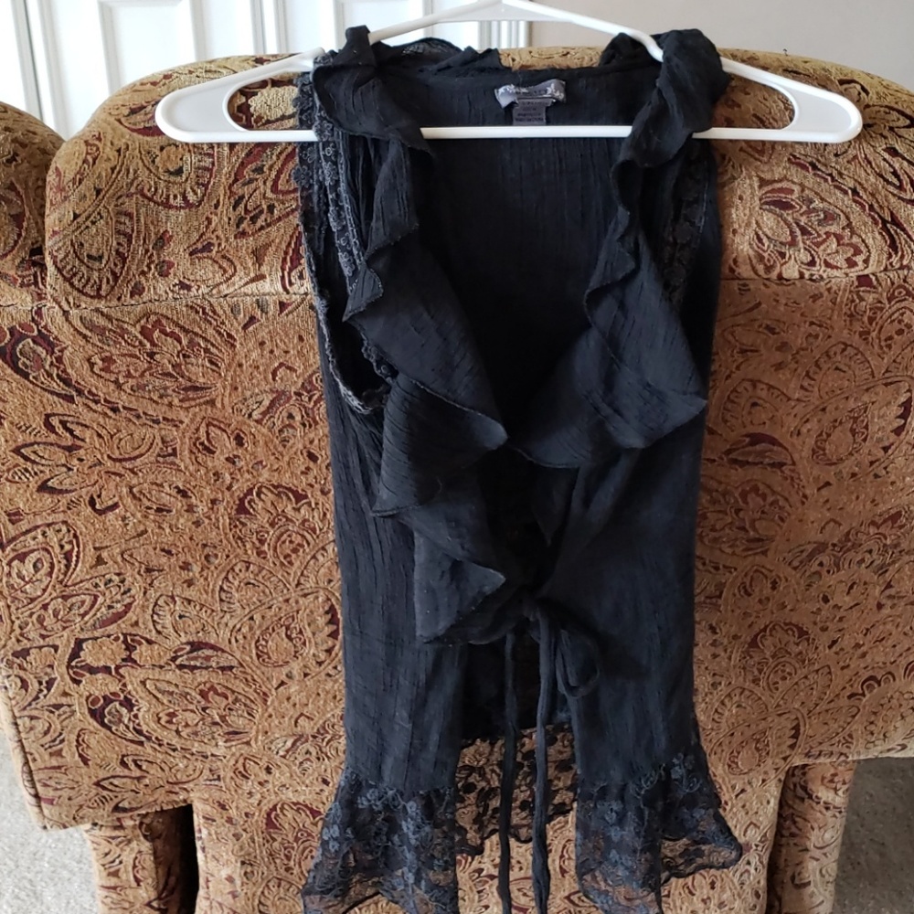 Black Ruffle Vest